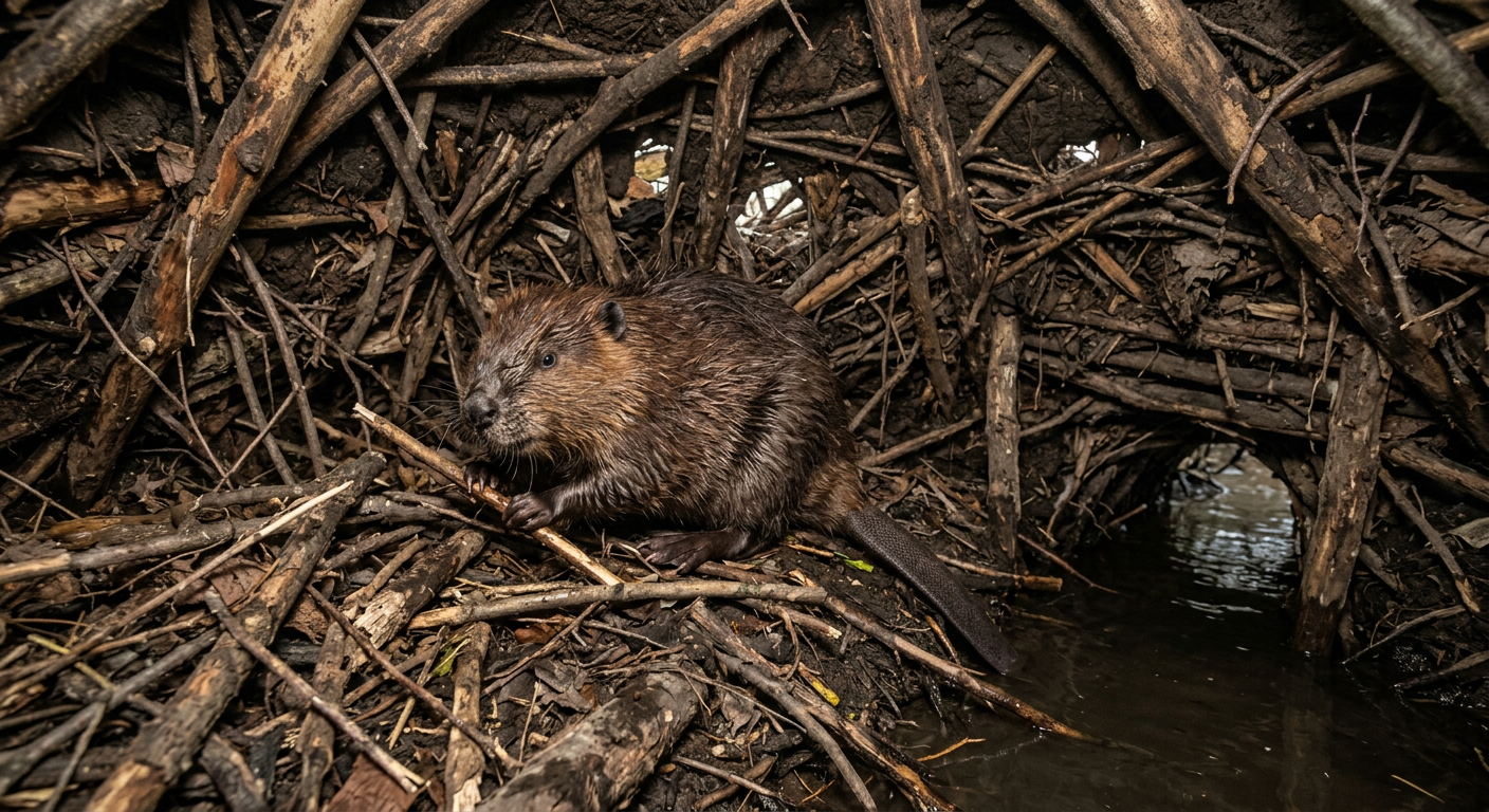 Simulated Beaver Lodge Created By Artificial Intelligence